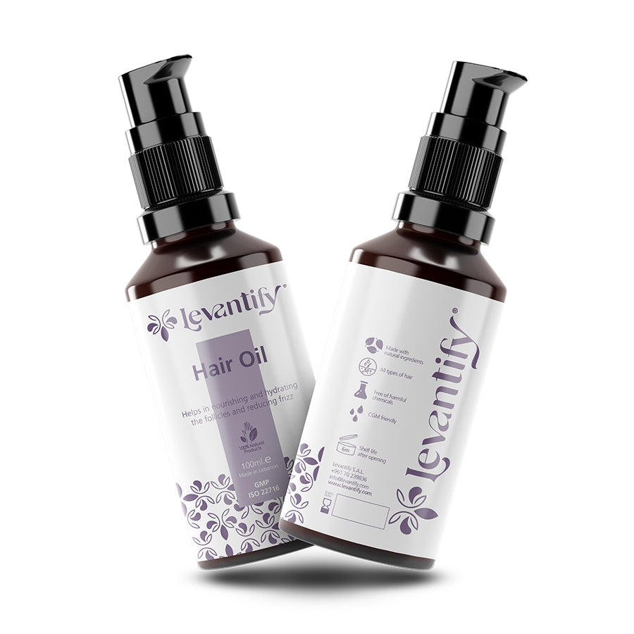 Strengthen, grow, and add shine with Levantify’s natural hair oil. A nutrient-rich formula to reduce hair fall, repair damage, and boost volume. Made in Lebanon.